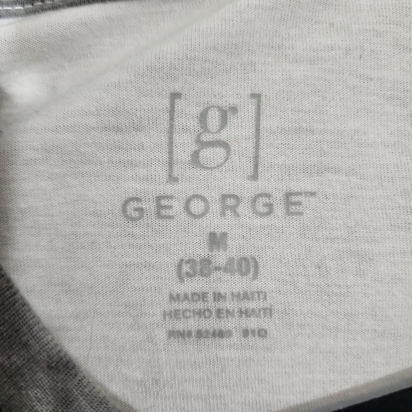 George Men's White and Gray Long Sleeve Raglan Tee - Picture 3 of 3